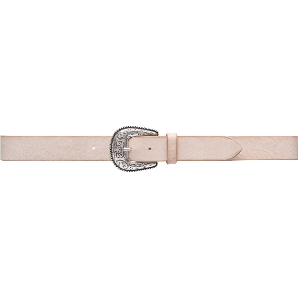 Leather belt with western buckle / 15844 - Sand