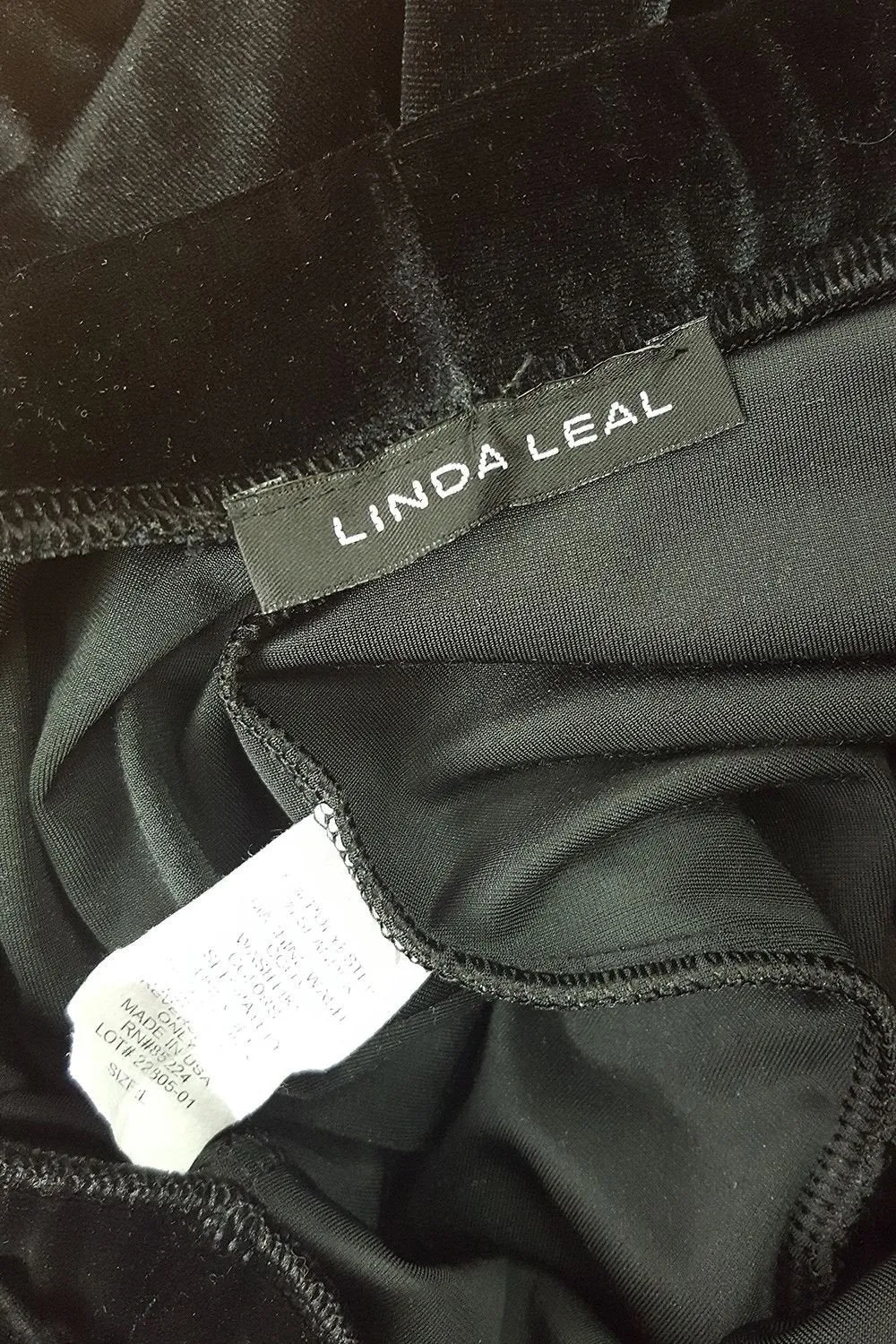 LINDA LEAL Black Velvet Wide Leg Trousers (UK 12)