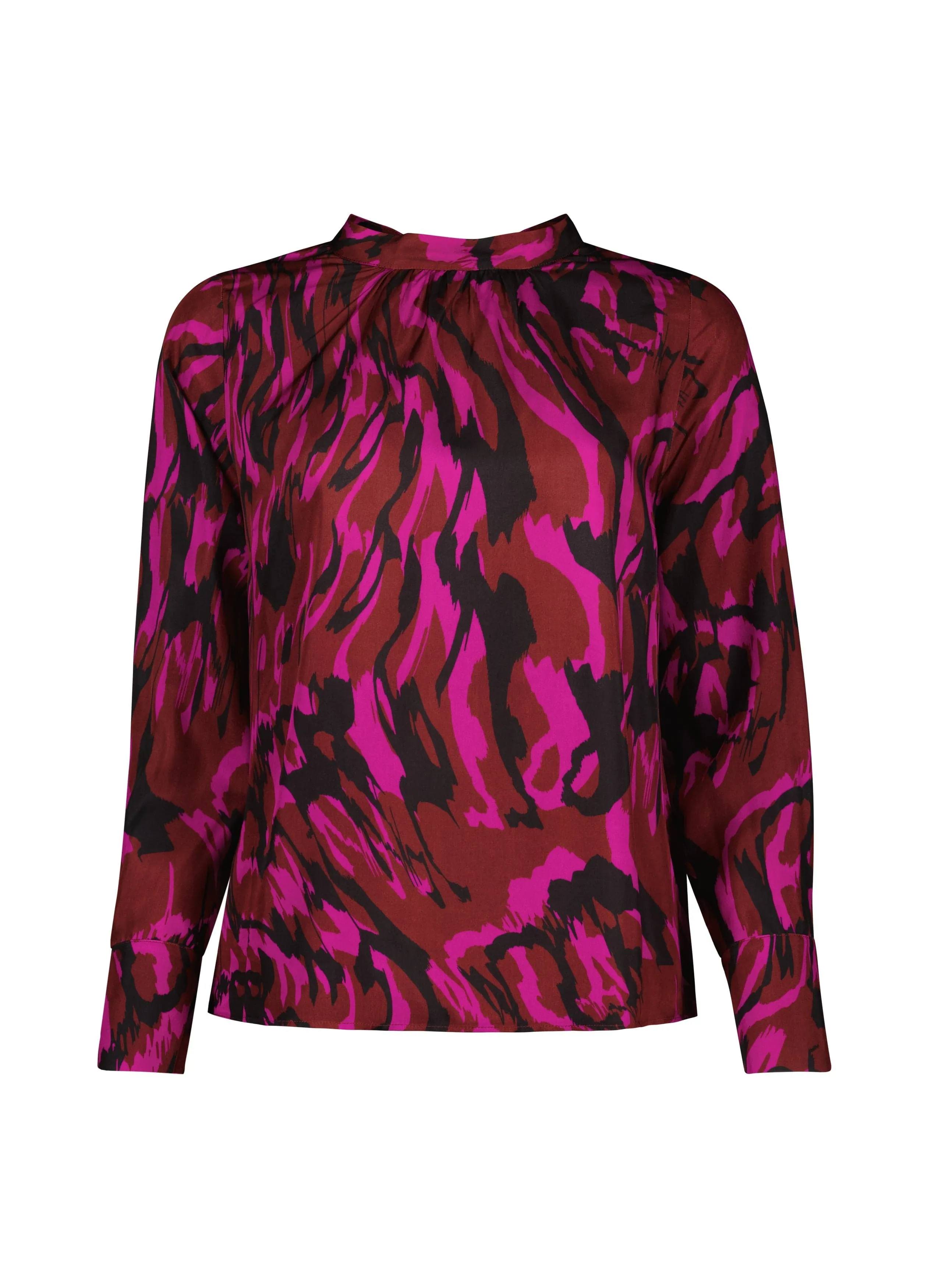 Linda Viscose Satin Top | Magenta Swirl