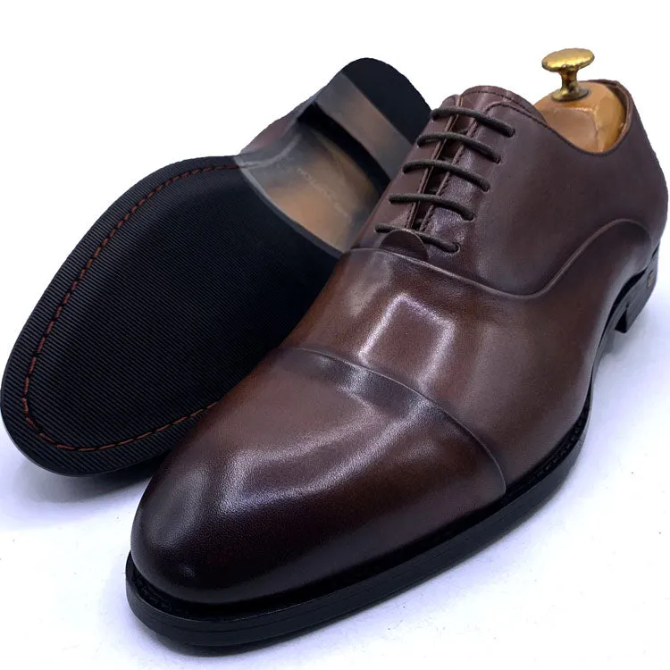 LV capped leather laceup shoe | Brown