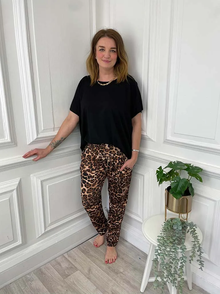 Malissa J Animal Print Joggers - Tan