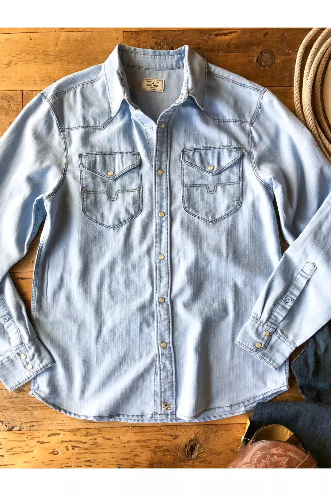 Mens Kimes Denim Button Up