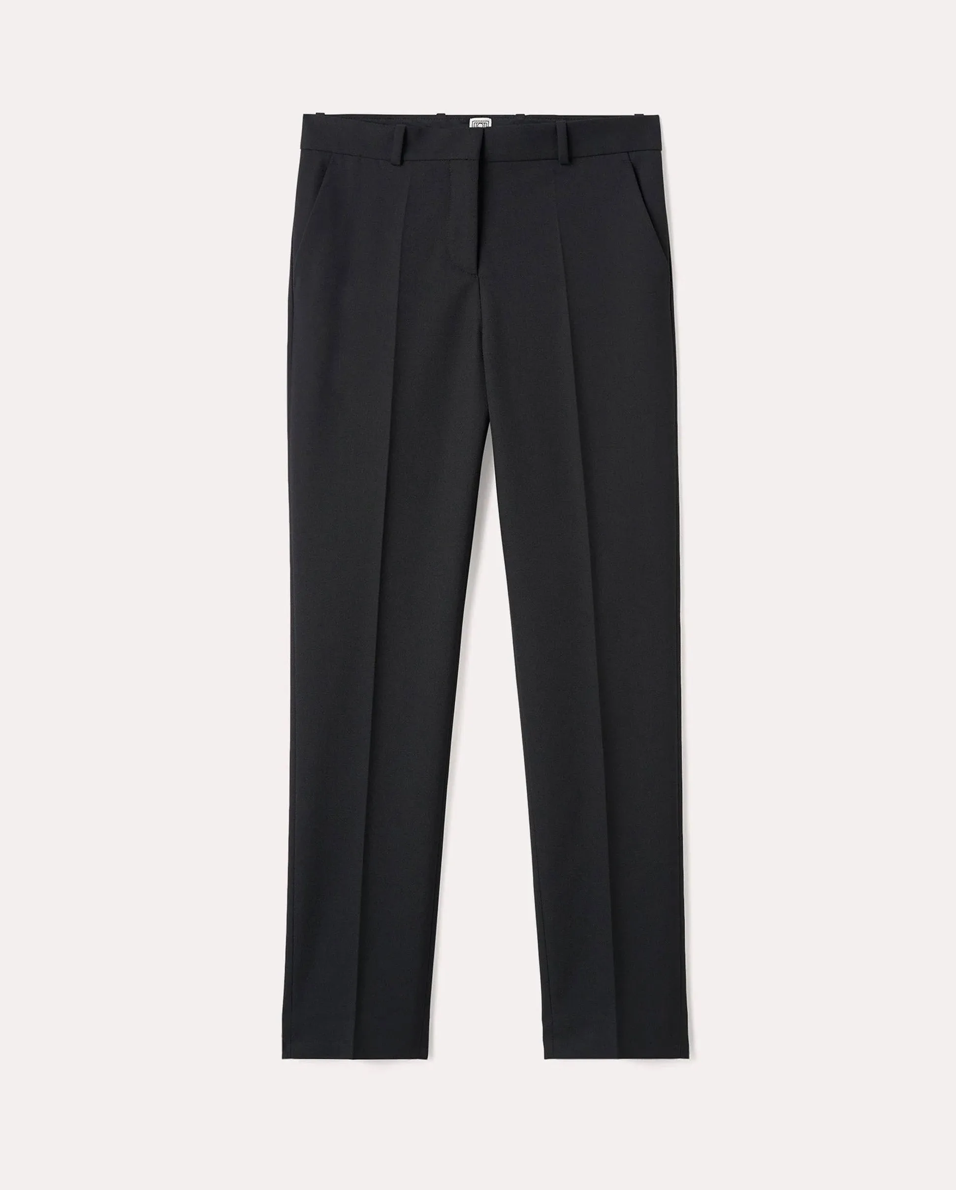 MID-WAIST SLIM TROUSERS / BLACK