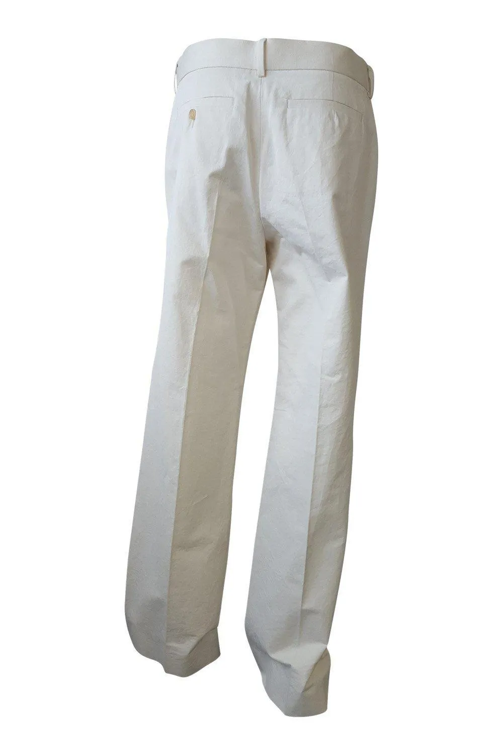 NICOLE FARHI 100% Cotton Cream Wide Leg Casual Holiday Trousers (UK 12)