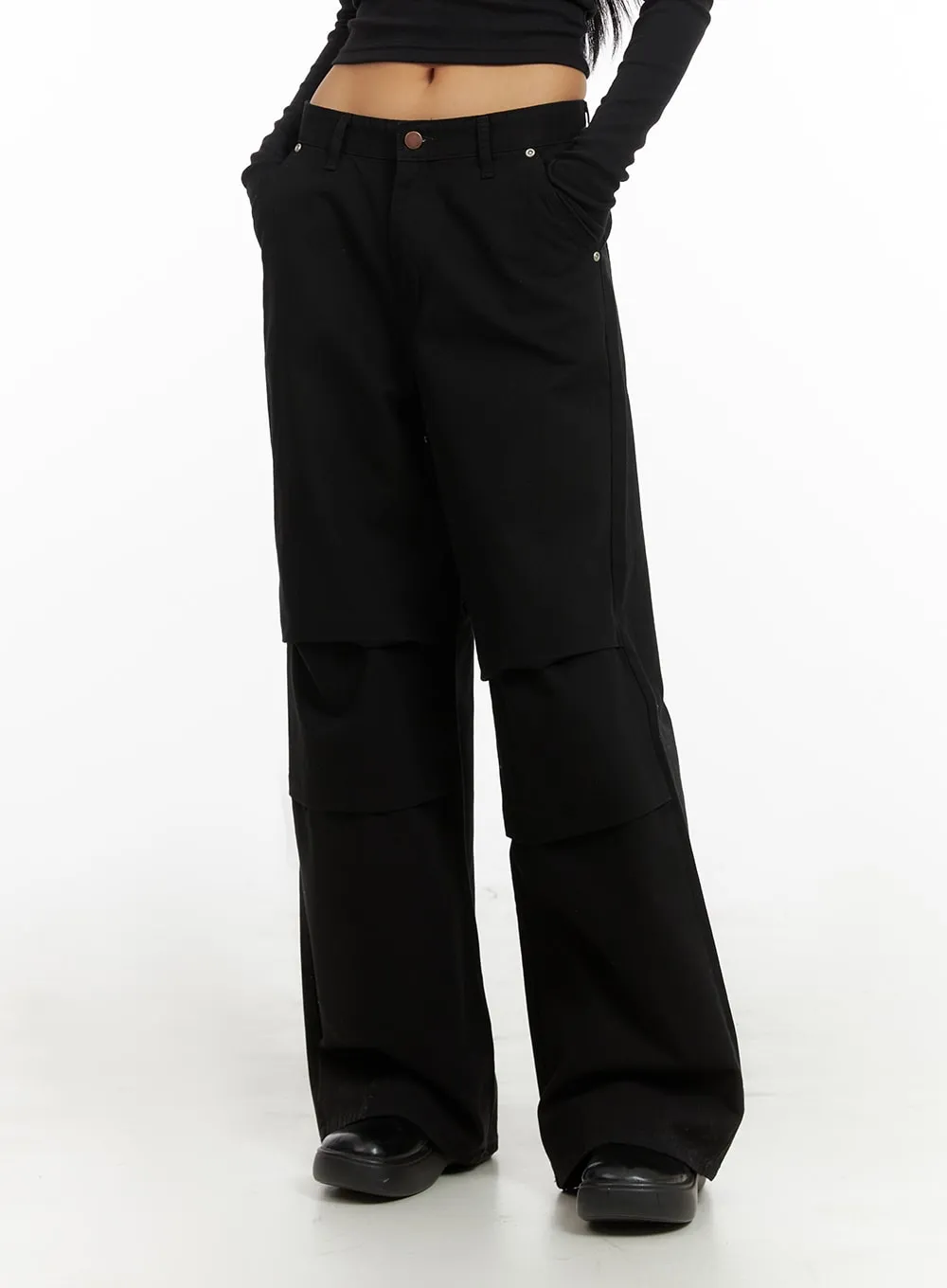 Pintuck Wide Leg Trousers IA417