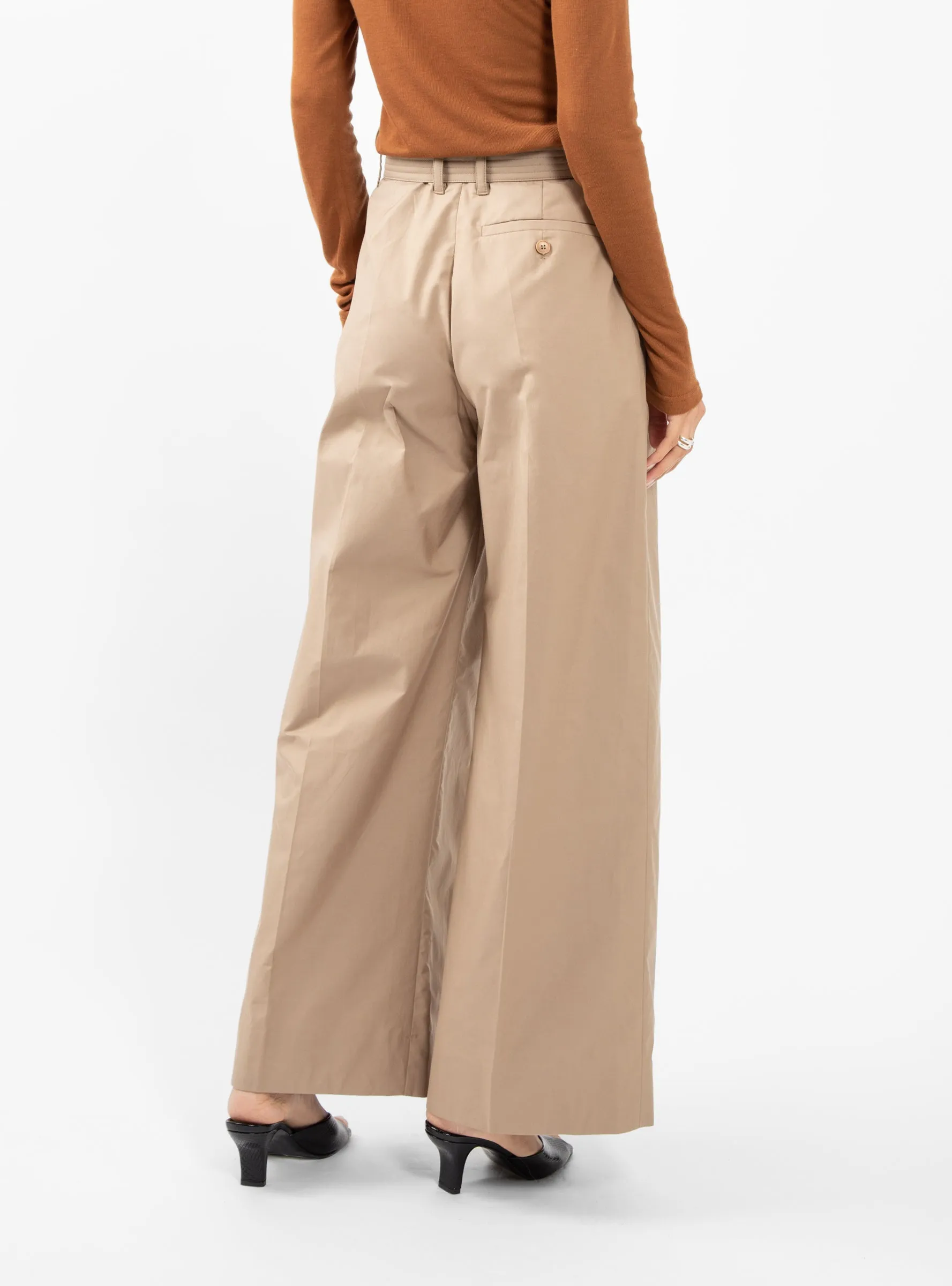 Pliza Wide Pleated Trousers Sand