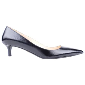 Prada Black Shiny Saffiano Leather Kitten Heel Pumps - 36