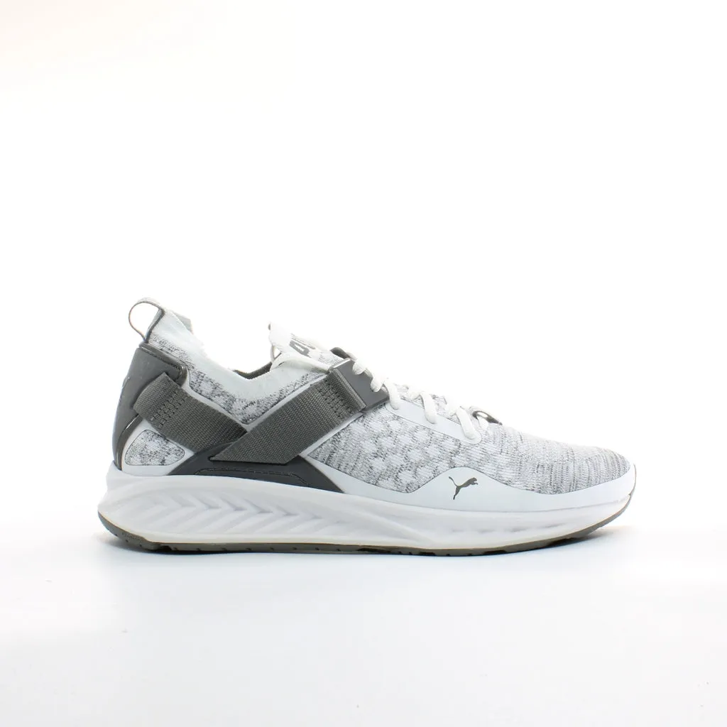 Puma Ignite EvoKnit White Grey Textile Mens Lace Up Trainers 189904 05