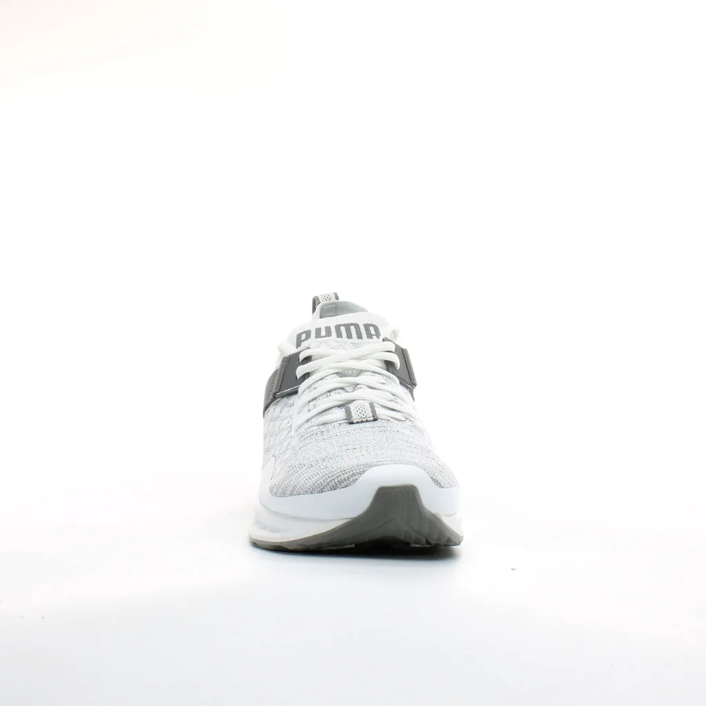 Puma Ignite EvoKnit White Grey Textile Mens Lace Up Trainers 189904 05