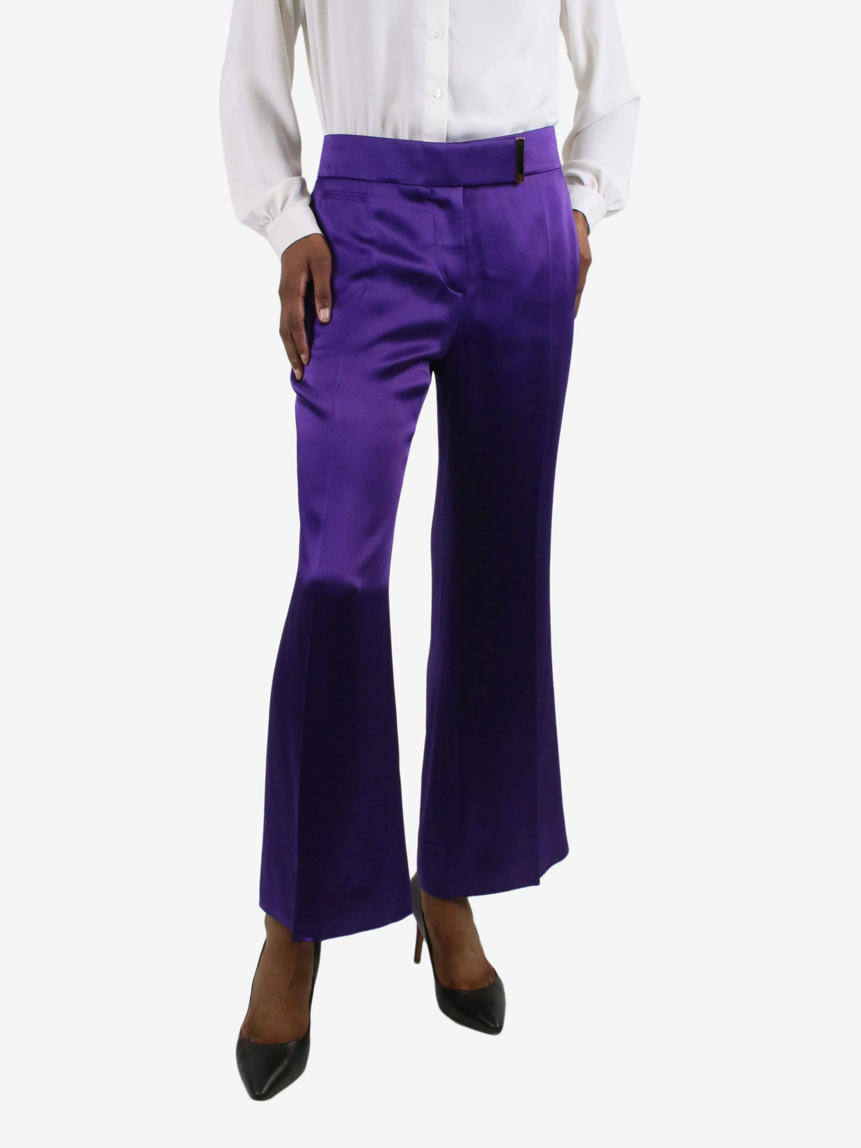 Purple satin trousers - size IT 38