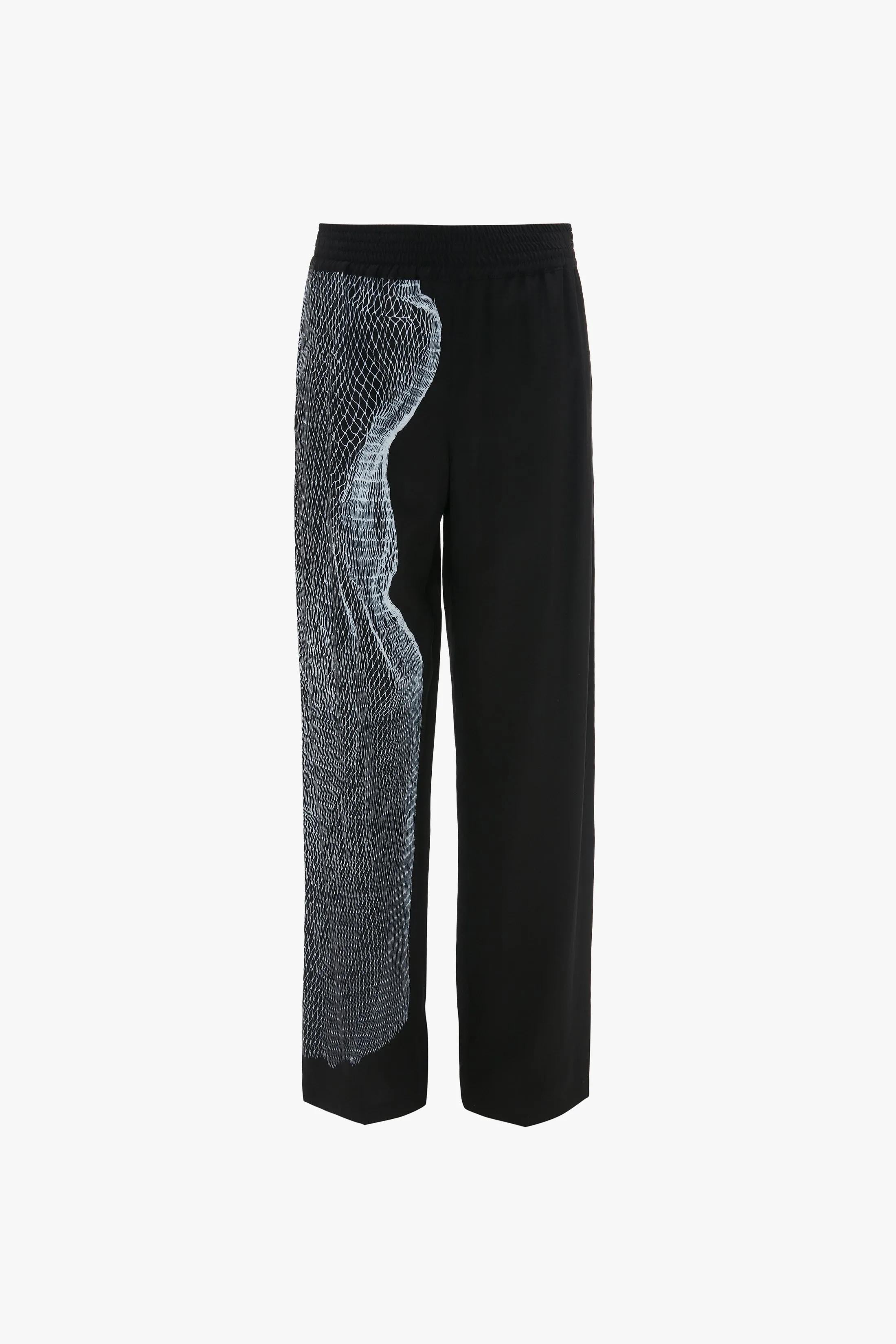 Pyjama Trouser In Black-White Contorted Net