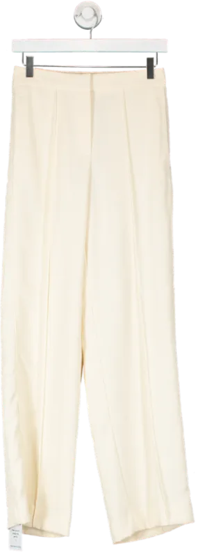 REISS Cream Wide Leg Trousers With Pleat UK 6