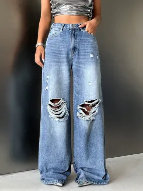 Ripped Wide Leg Jeans