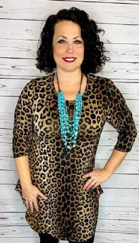 SM/MED* Leopard Scoop Tunic