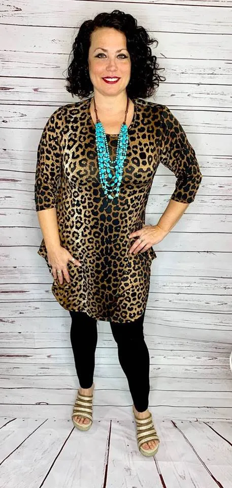 SM/MED* Leopard Scoop Tunic