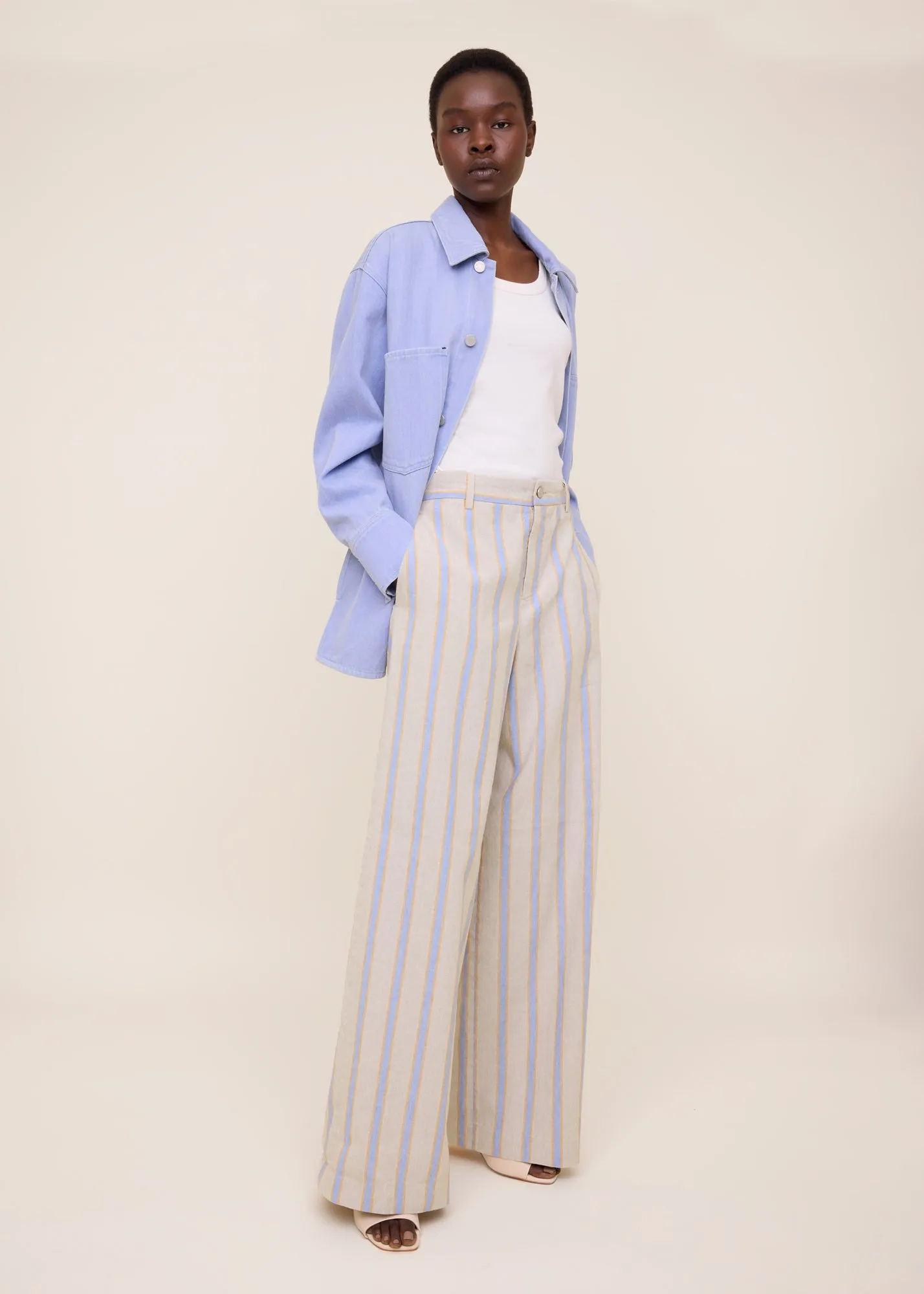 Striped linen trousers