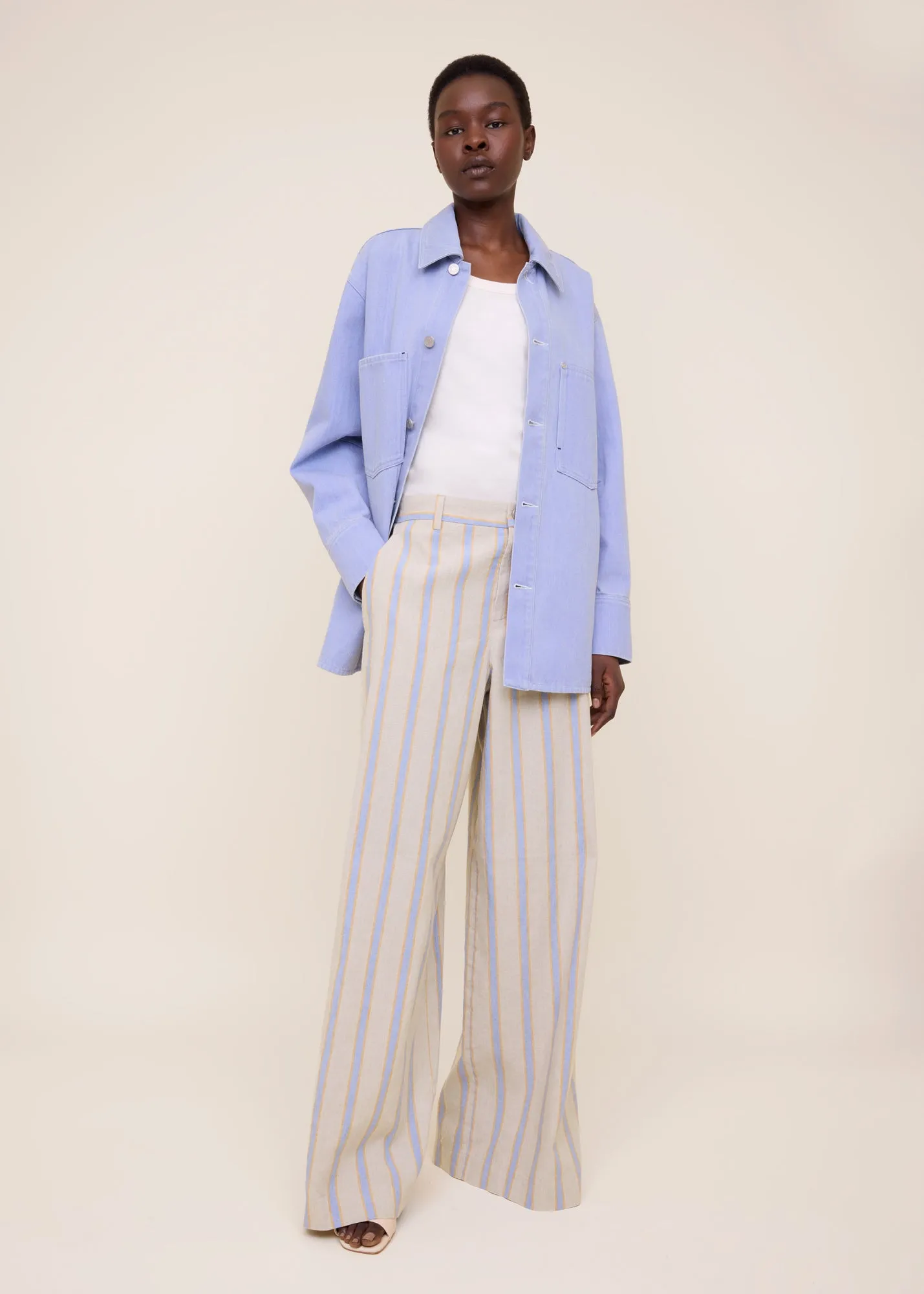 Striped linen trousers