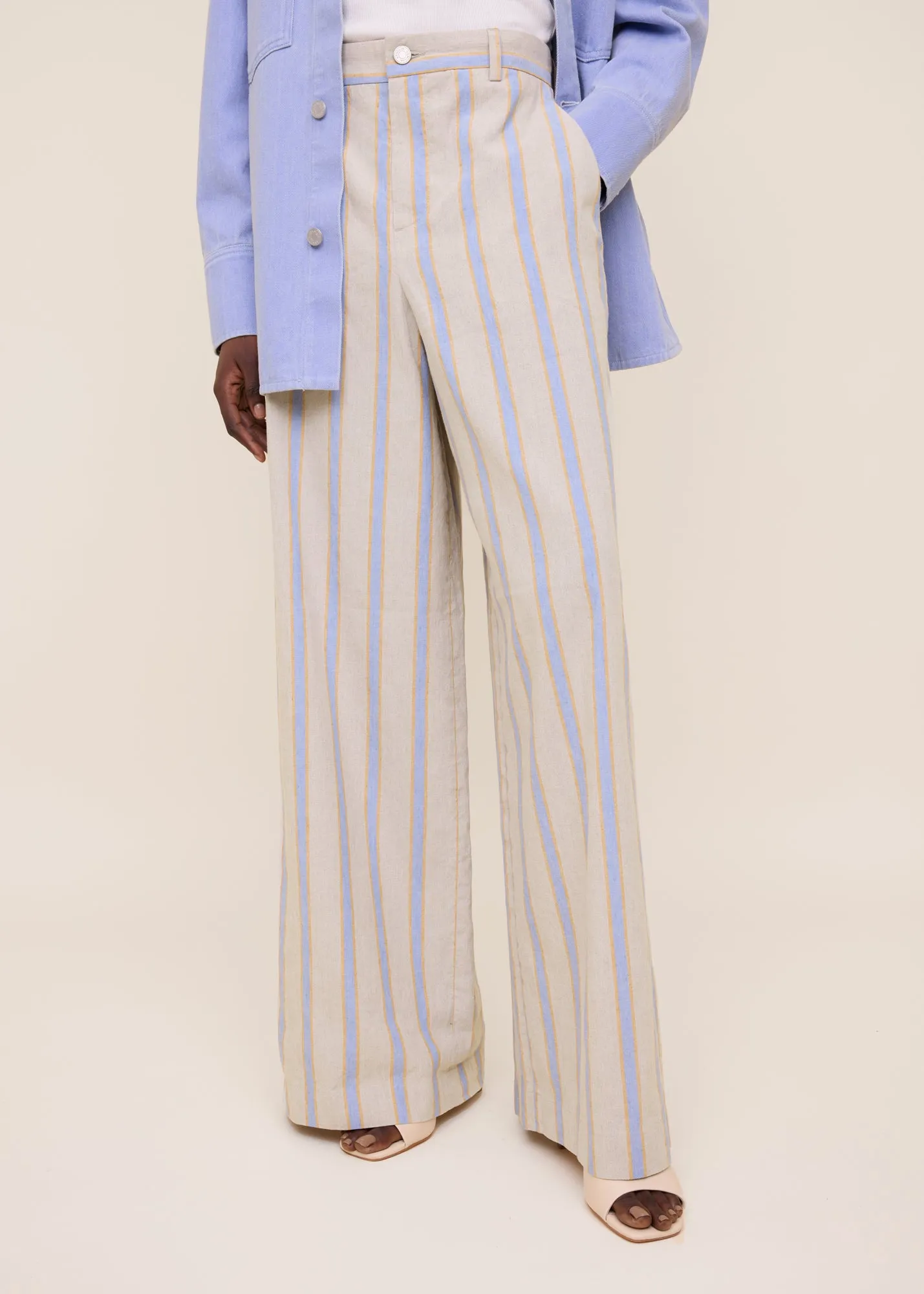 Striped linen trousers