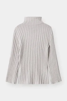 THE RIBBED TURTLENECK - GREY MELANGE