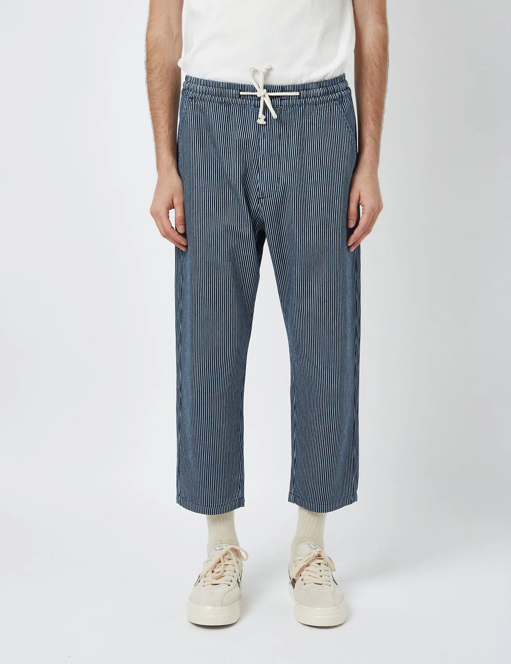 Universal Works Hi Water Trousers (Wide) - Denim Indigo Blue Hickory