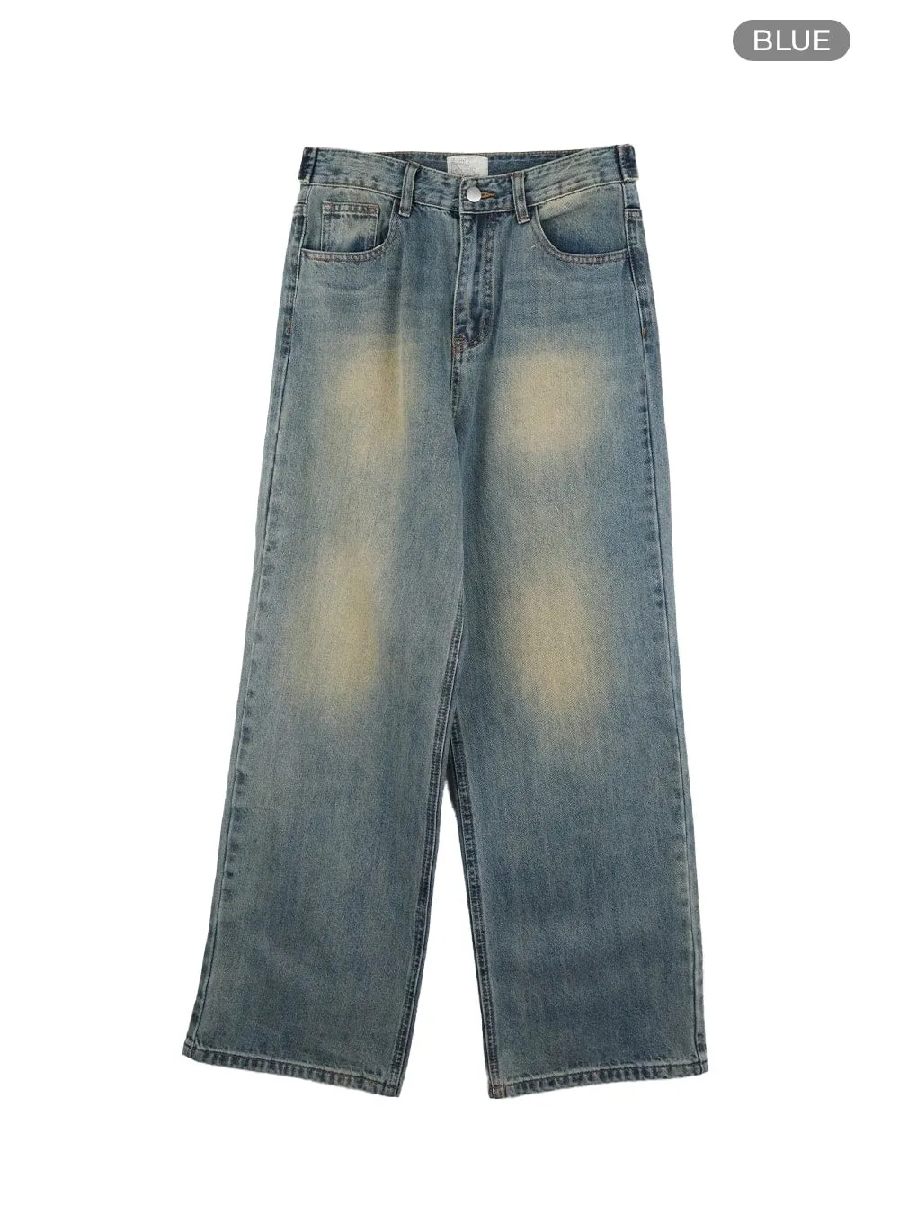 Washed Denim Wide Leg Jeans IA417