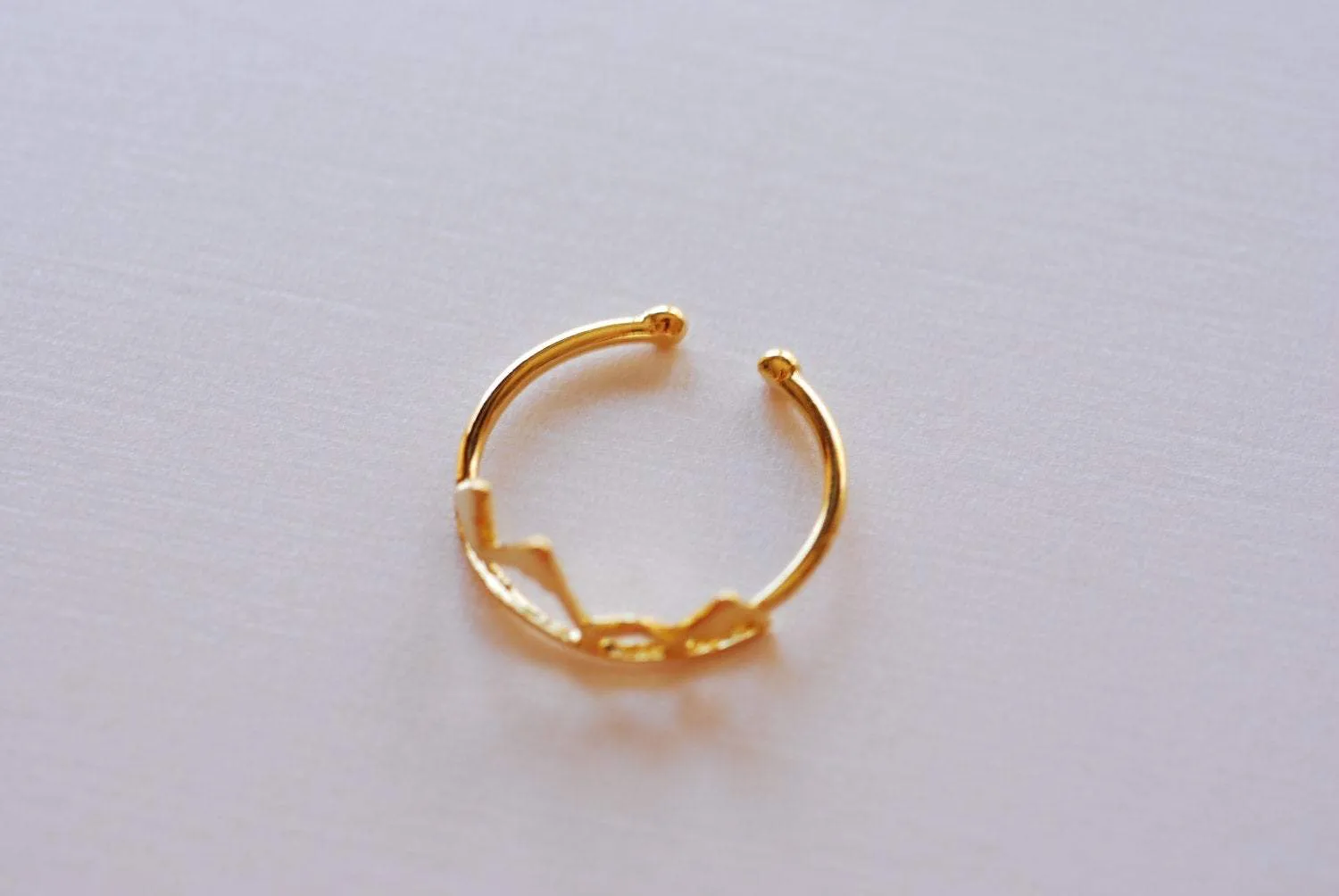 Wholesale Shiny Vermeil Gold Mountain Adjustable Ring- 18k gold plated over Sterling Silver Adjustable Ring, Mountain Peak Range Ring, Hiking Ring,262