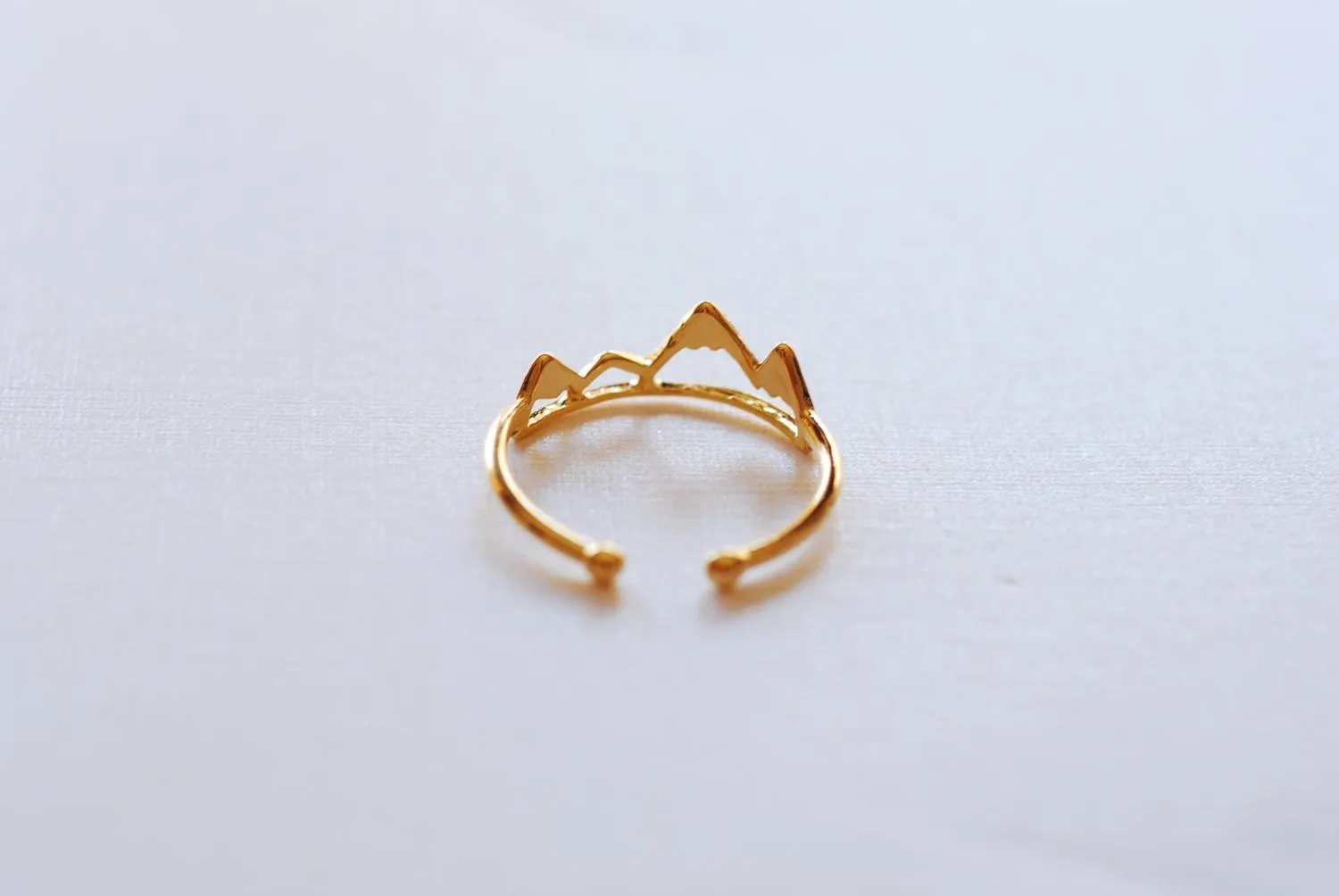 Wholesale Shiny Vermeil Gold Mountain Adjustable Ring- 18k gold plated over Sterling Silver Adjustable Ring, Mountain Peak Range Ring, Hiking Ring,262