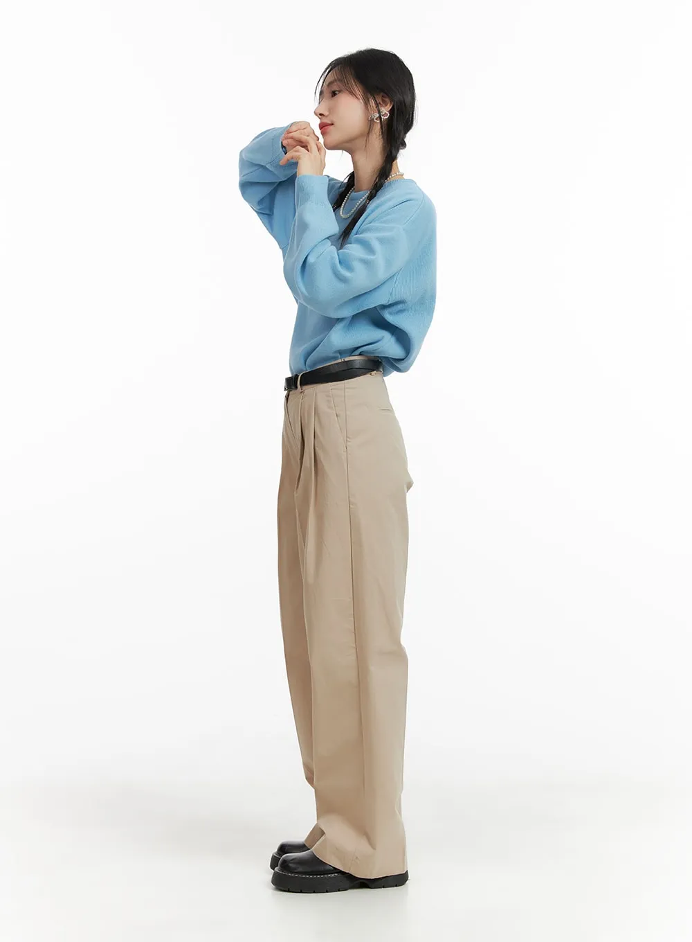 Woven Straight Leg Trousers OM411