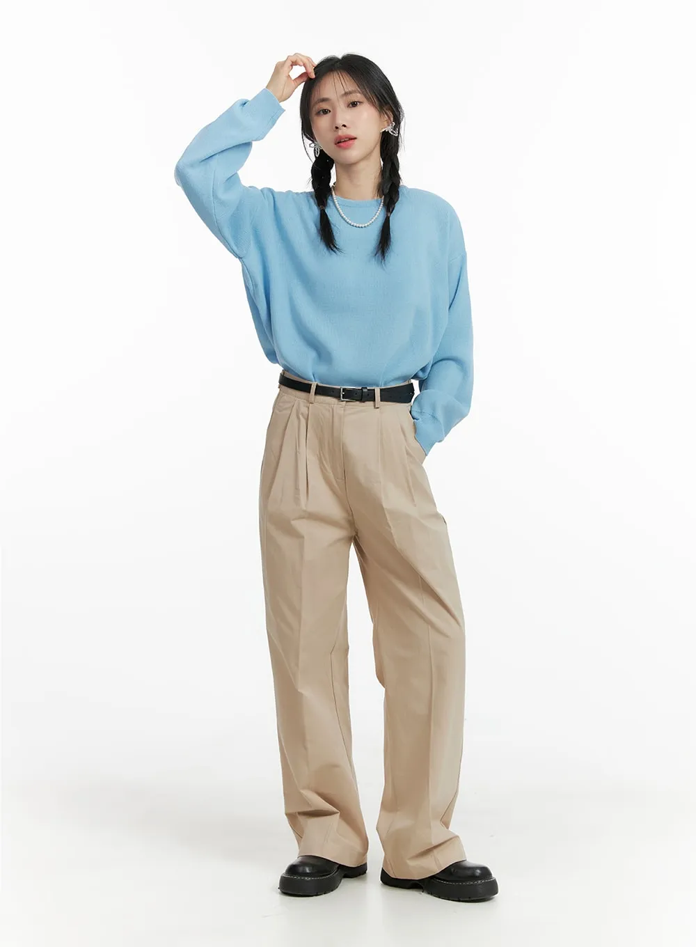 Woven Straight Leg Trousers OM411