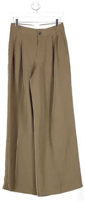 ZARA Green High Waist Wide Leg Trousers UK XS